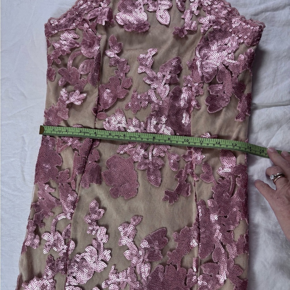 Va Va Voom Women’s Pink Sequin Above Knee Mini Dress High collar Zip back Size M - Picture 10 of 12